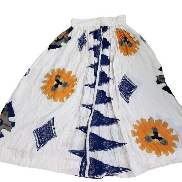 Platinum Dorothy Schoelen Floral Maxi Skirt Boho White Womens Size 10 - Picture 4 of 10